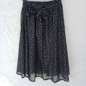 TRULY 4 YOU Petite Polka Dot Black & Grey Skirt w/ Elastic Waist & Belt Size PS